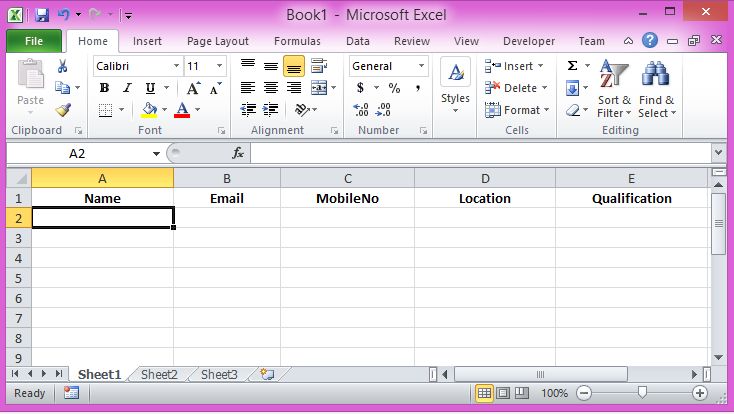 excel sheet